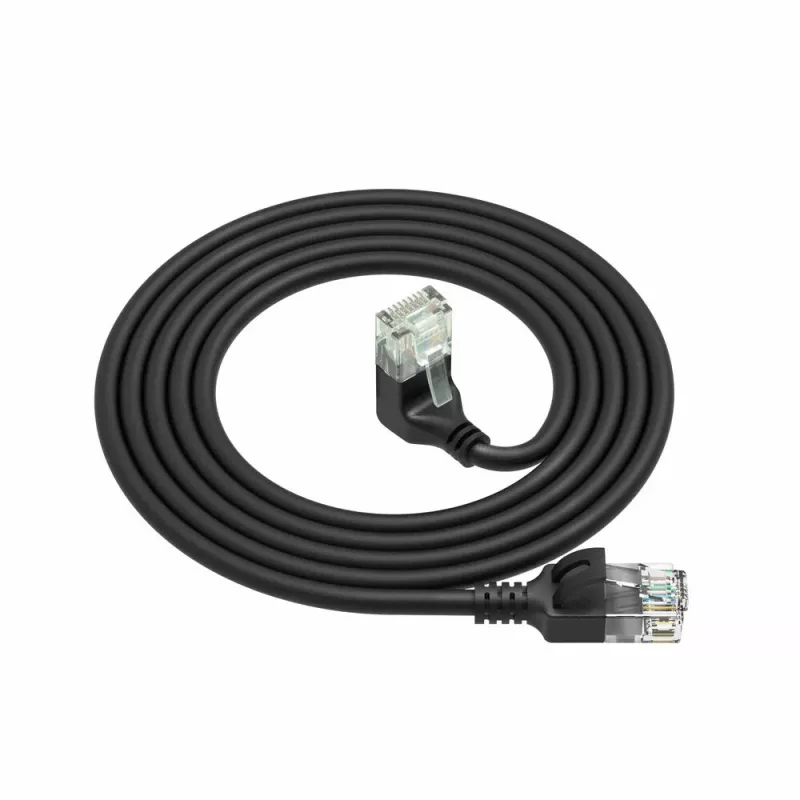 ACT musta 1,5 m U/UTP CAT6A LSZH Slimline -patchkaapeli RJ45-liittimillä 90° alaspäin kulma suoraan