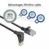 ACT musta 1,5 m U/UTP CAT6A LSZH Slimline -patchkaapeli RJ45-liittimillä 90° alaspäin kulma suoraan