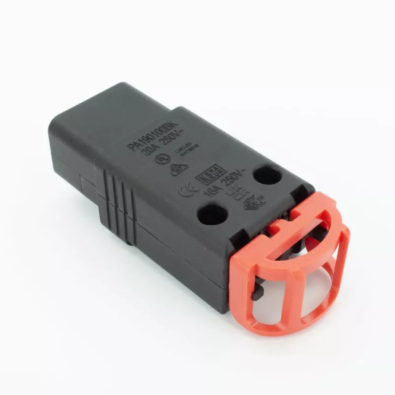 ACT C19 IEC Lock+ uudelleenliitettävä musta, PA190100BK, C19, suora, naarasliitin, 250 V, 16 A, musta, punainen