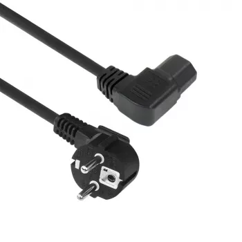 ACT virtajohto verkkopistoke CEE7/7 (kulma) - C15 (kulma vasen) IEC60320 musta 2 m