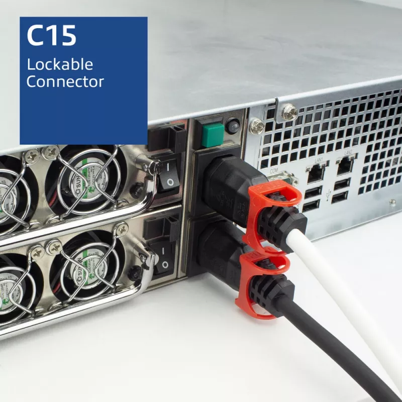 ACT virtajohto C14 IEC Lock+ Dual Locking - C15 IEC Lock+ valkoinen 2 m, PC3875