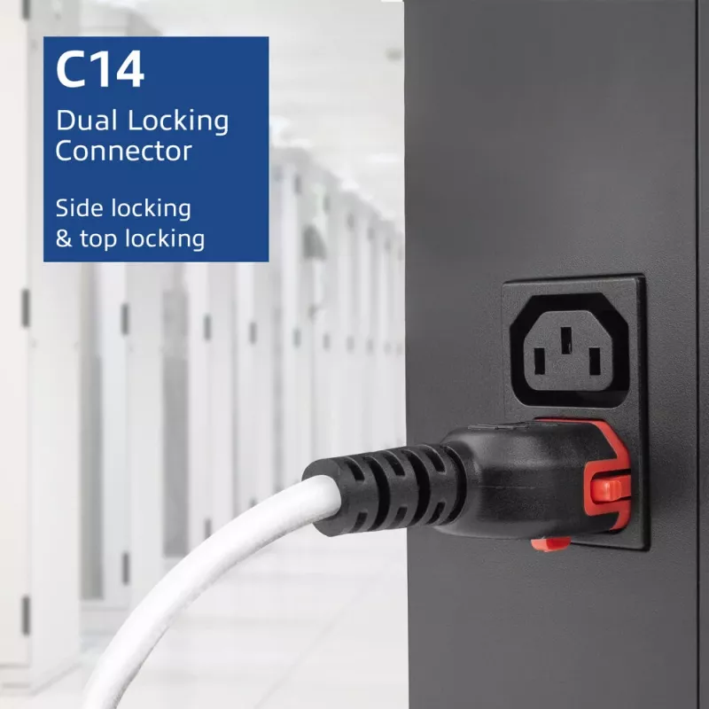 ACT virtajohto C14 IEC Lock+ Dual Locking - C15 IEC Lock+ valkoinen 2 m, PC3875