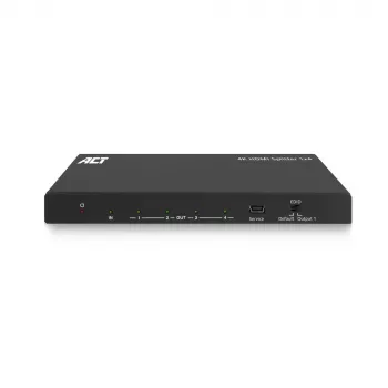 ACT 4K HDMI-jakaja, 1 sisään 4 ulos, EDID-tuki, HDMI, 4x HDMI, 3840 x 2160 pikseliä, musta, 4K Ultra HD, 10,2 Gbit/s