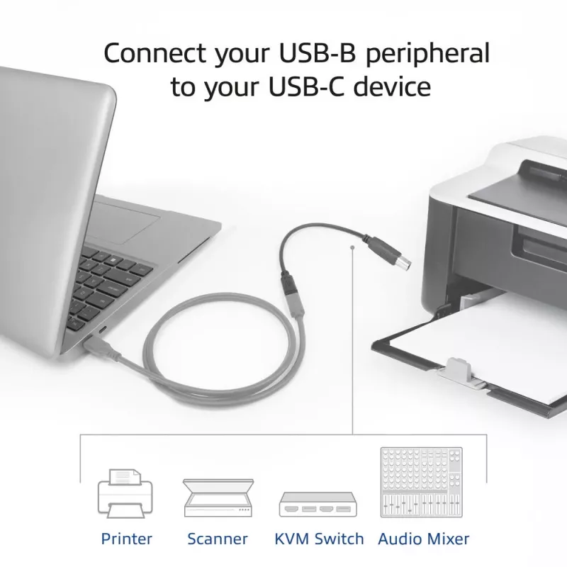 ACT USB-C-liitäntä USB-B 2.0 -tulostinsovitinkaapeli 0,2 m