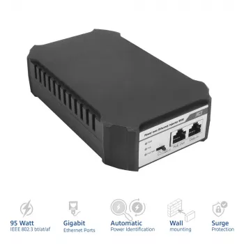 ACT PoE-injektori 95W IEEE 802.3bt, Gigabit Ethernet, 1000 Mbit/s, 10/100/1000, PoE++ (4PPoE), IEEE 802.3af, IEEE 802.3at, IEEE 802.3bt, Cat6a