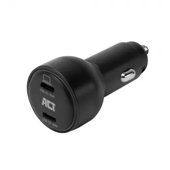 ACT 2-porttinen USB-C-pikalaturi autoon 95W Power Delivery PPS:llä, Quick Charge ja GaNFast