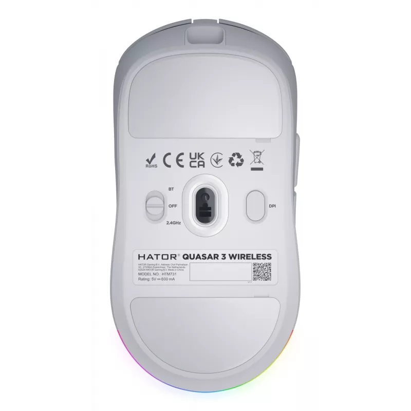 HATOR Quasar 3 Wireless -hiiri Gaming molempikätinen RF Wireless + Bluetooth + USB Type-A optinen 12 000 DPI