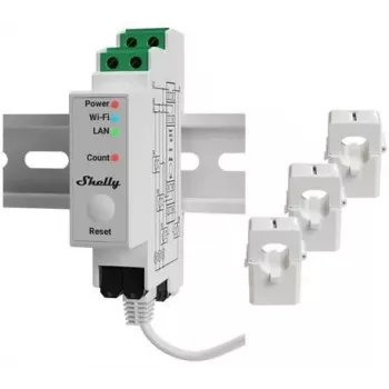 Shelly Pro 3EM 120A v2 3-vaiheinen älykäs energiamittari (DIN-kisko)