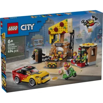 LEGO City 60496 Pizzan kotinkuljetus ajoneuvoilla (494 osaa)