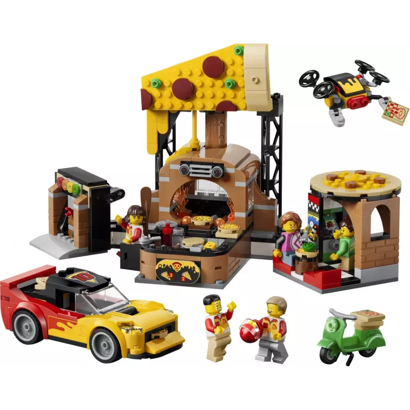 LEGO City 60496 Pizzan kotinkuljetus ajoneuvoilla (494 osaa)