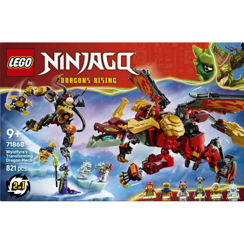 LEGO NINJAGO 71868 Wyldfyren muuntautuva lohikäärmemech (821 osaa)