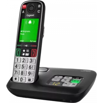 Gigaset EASY 500A DECT langaton puhelin vastaajalla, SOS-painike, 2,2 tuuman väridisplay, musta