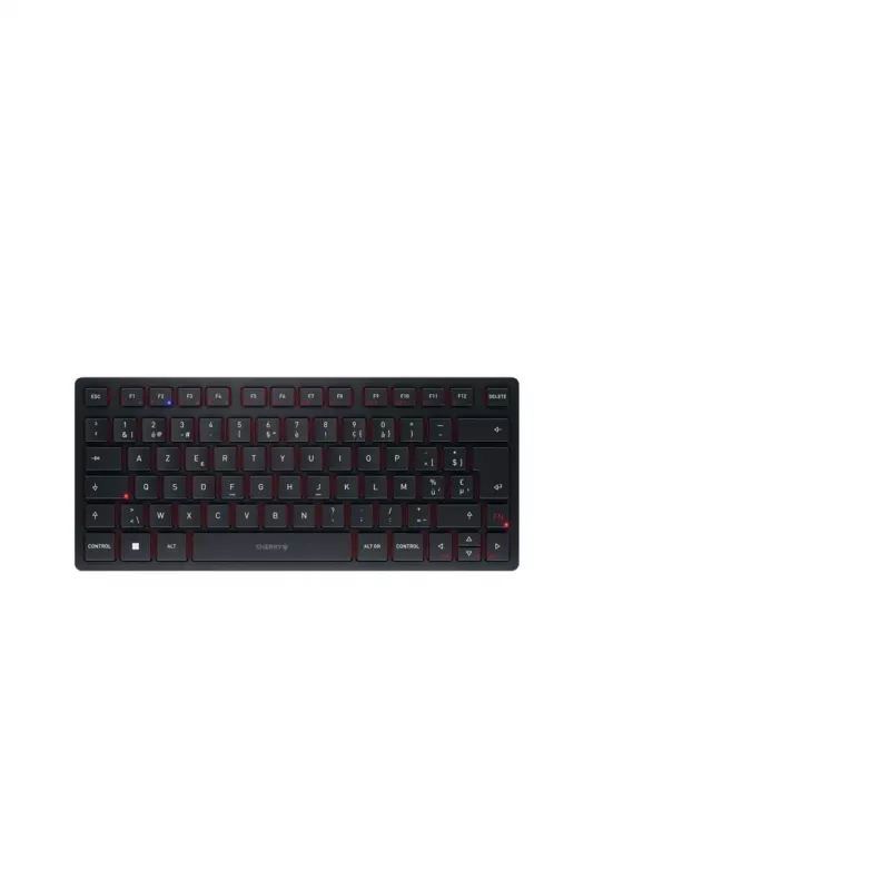 CHERRY KW 9200 MINI Wireless Compact Keyboard, Rechargeable, 2.4 GHz + Bluetooth + USB-C, musta (Belgian AZERTY) JK-9250BE-2