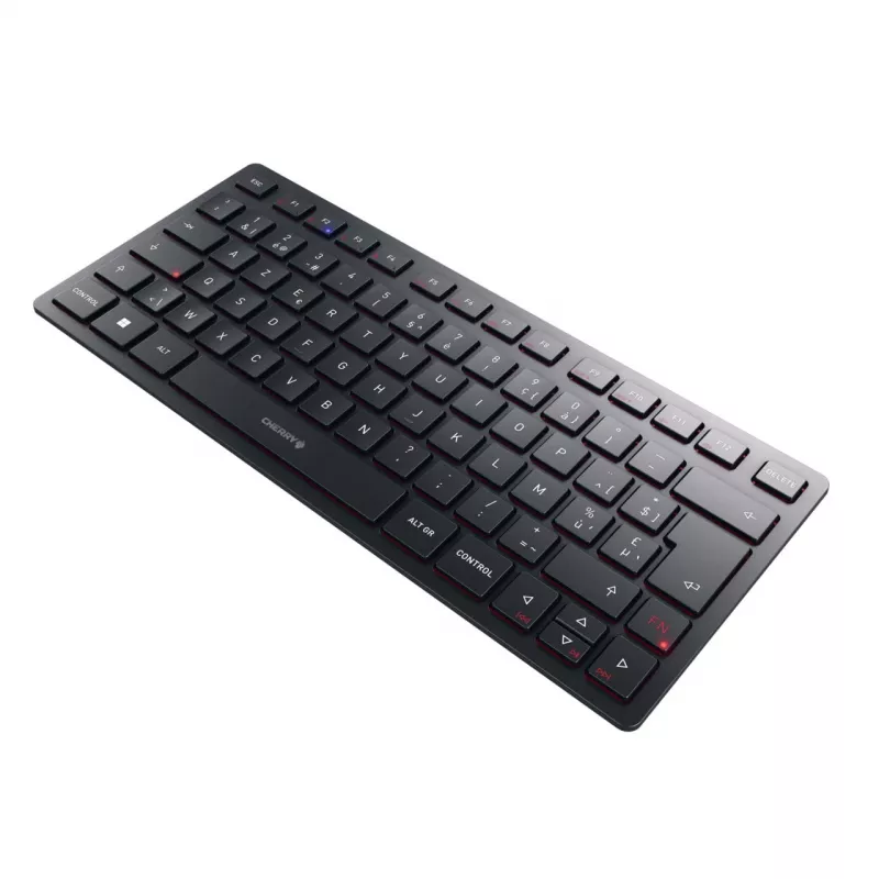 CHERRY KW 9200 MINI Wireless Compact Keyboard, Rechargeable, 2.4 GHz + Bluetooth + USB-C, musta (Belgian AZERTY) JK-9250BE-2