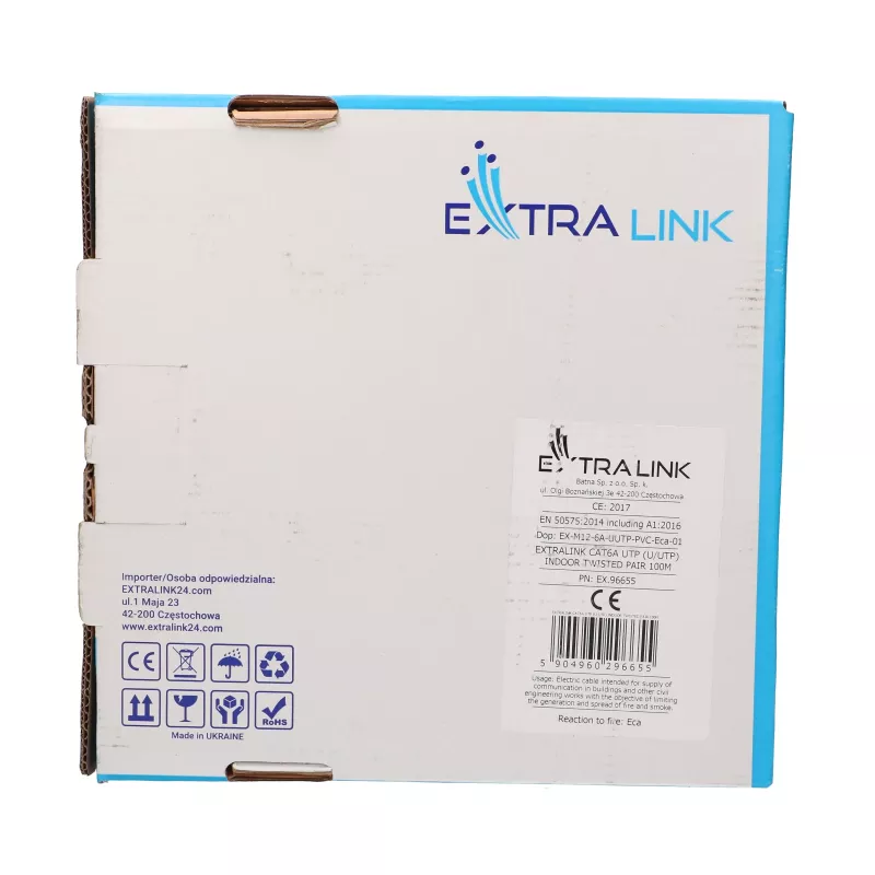 Extralink CAT6A U/UTP -parikaapeli sisäasennuksiin 100 m EX.96655