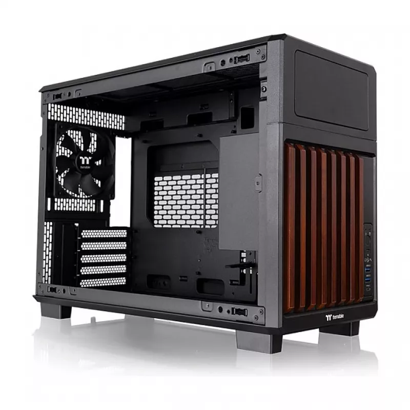 Thermaltake TR200 WS Super Mini Tower -kotelo, musta/puu, karkaistu lasi