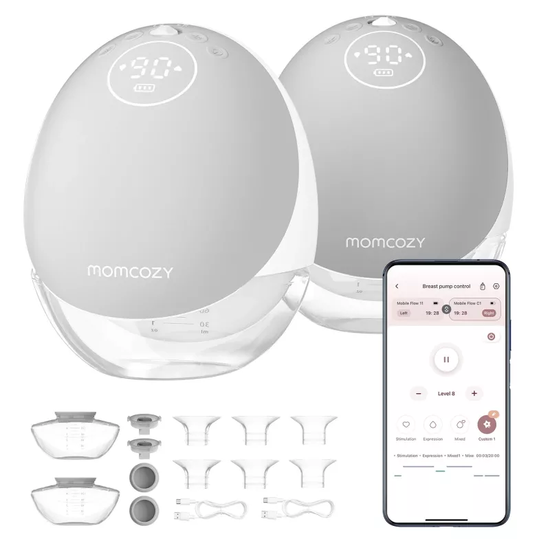 Momcozy M9 kaksinkertainen kannettava sähköinen rintapumppu harmaa 150ml