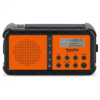 TechniSat TechniRadio Solar 2 DAB+/FM kannettava radio aurinkopaneelilla ja käsikammella, musta/oranssi