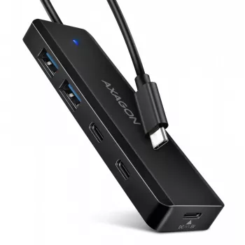 AXAGON HUE-C2C USB-C 5 Gbps matkakeskitin, 2x USB-A + 2x USB-C, USB-C Power IN, 19 cm kaapeli