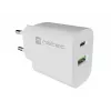 NATEC Ribera seinälaturi 1x USB-A + 1x USB-C 20W valkoinen