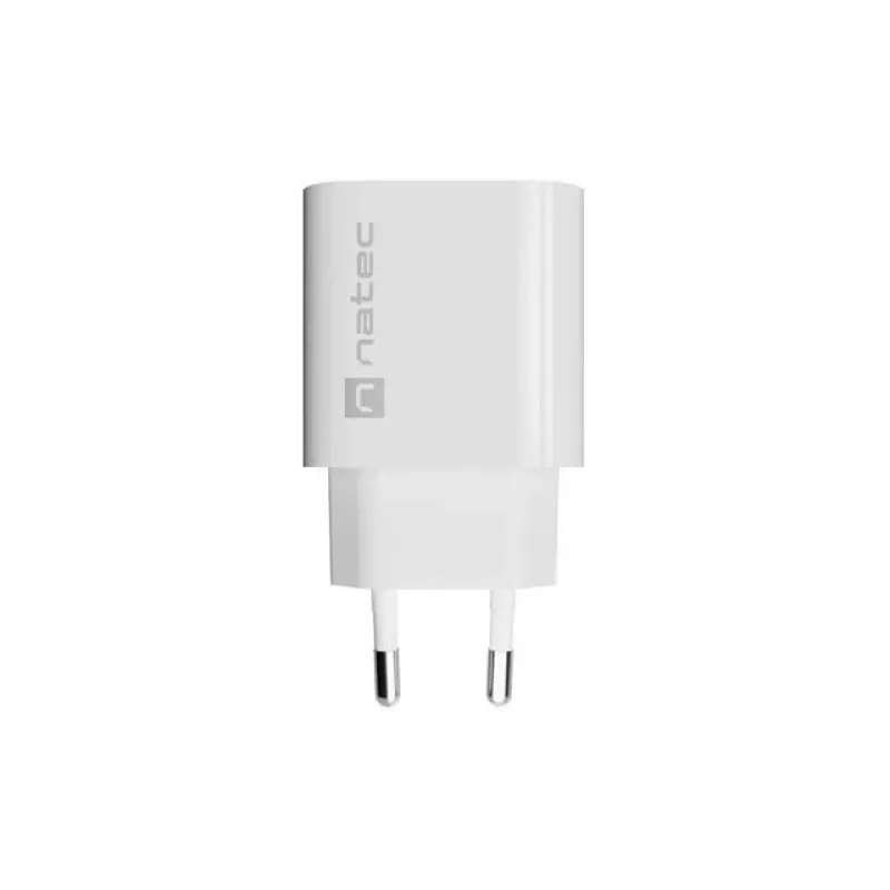 NATEC Ribera seinälaturi 1x USB-A + 1x USB-C 20W valkoinen
