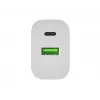 NATEC Ribera seinälaturi 1x USB-A + 1x USB-C 20W valkoinen