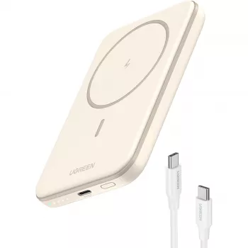 UGREEN 5000mAh Mini varavirtalähde langaton 15W MagSafe-yhteensopiva valkoinen
