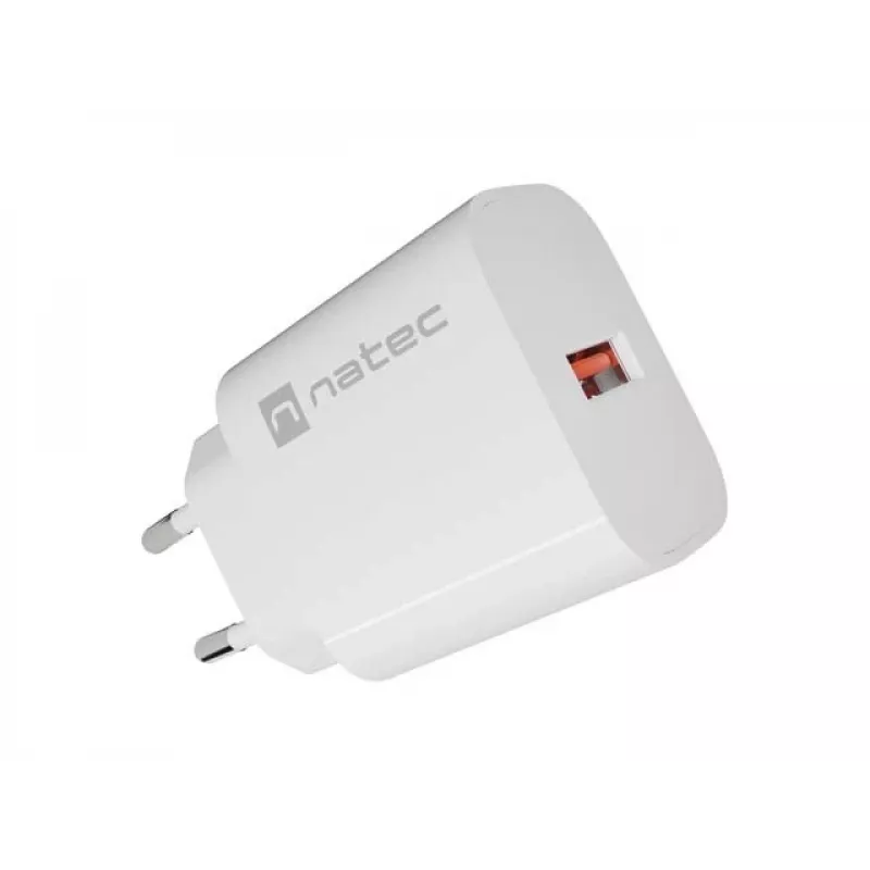 NATEC Ribera seinälaturi 1x USB-A 18W valkoinen
