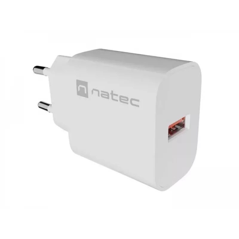 NATEC Ribera seinälaturi 1x USB-A 18W valkoinen