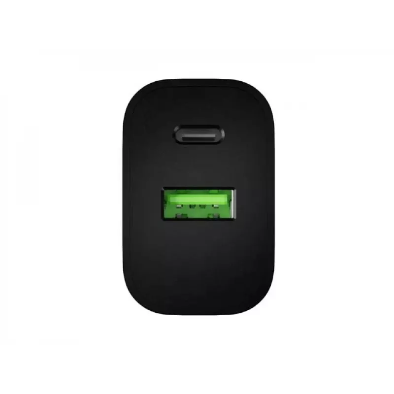 NATEC Ribera seinälaturi 1x USB-A + 1x USB-C 20W musta