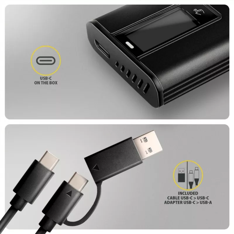 AXAGON EEM2-SD2B ulkoinen kotelo 10Gbps M.2 NVMe/SATA SSD LED-näytöllä, USB-C, musta