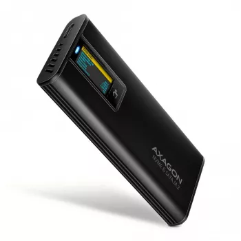 AXAGON EEM2-SD2B ulkoinen kotelo 10Gbps M.2 NVMe/SATA SSD LED-näytöllä, USB-C, musta