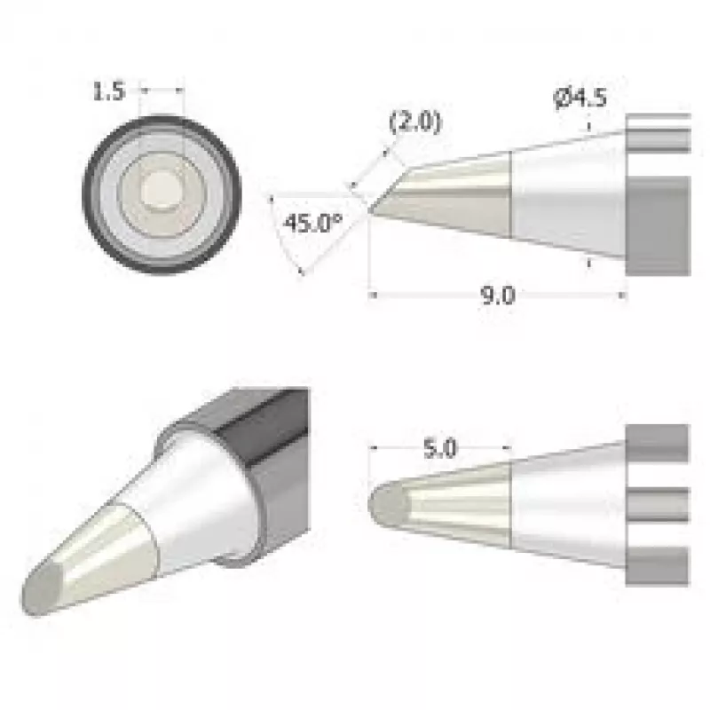 iFixit FixHub juotospää kartio-taltta 1,5 mm hopea
