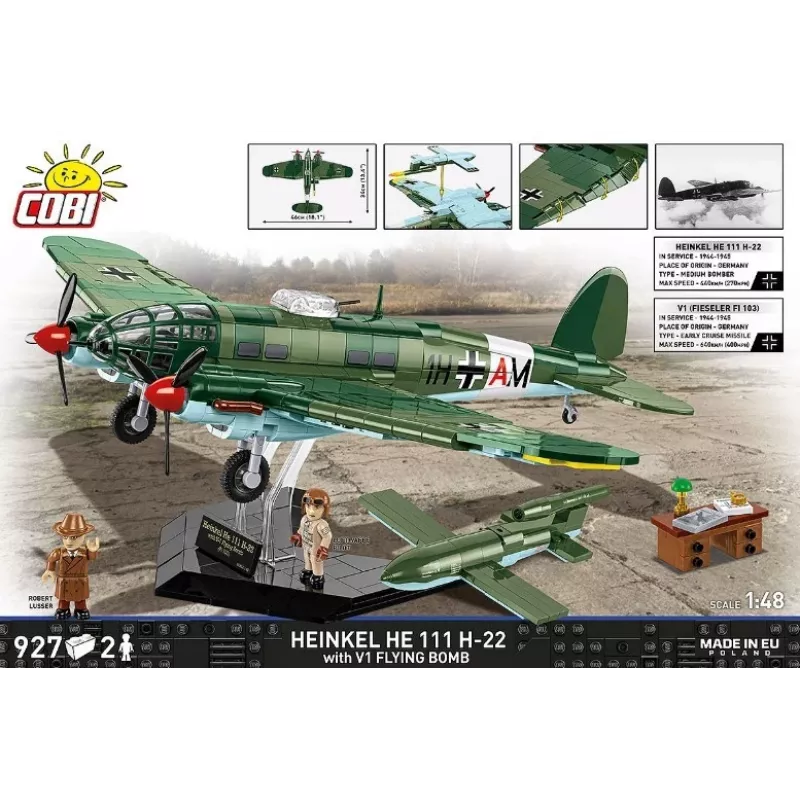 COBI Heinkel HE 111 H-22 V1-lentopommilla rakennuspalikkasarja 927 osaa