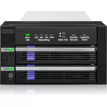 ICY BOX FatCage 2x 2.5/3.5 SATA HDD/SSD RAID 1 5.25 paikkaan musta/hopea