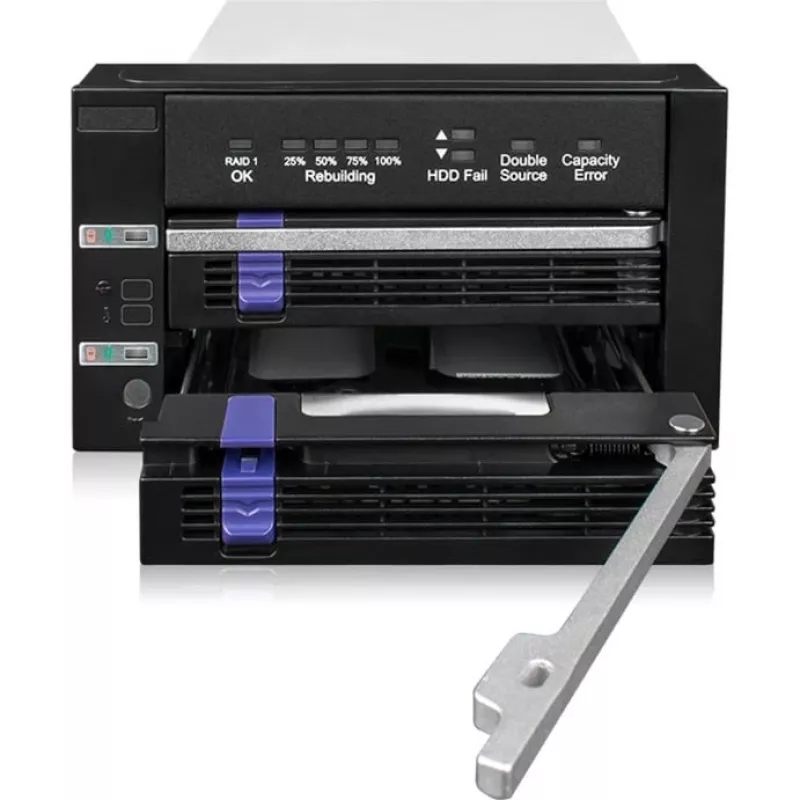 ICY BOX FatCage 2x 2.5/3.5 SATA HDD/SSD RAID 1 5.25 paikkaan musta/hopea