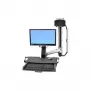 Ergotron StyleView Sit-Stand Combo -järjestelmä työtasolla ja pienellä mustalla CPU-pitimellä