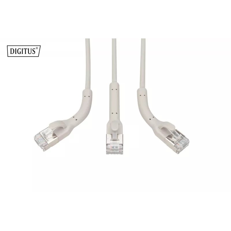 DIGITUS CAT 6A F-FTP kulmapatch-kaapeli, kupari, 1 m, harmaa, 10 kpl