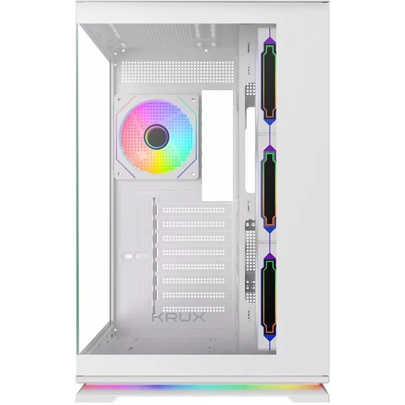 Krux Atron valkoinen Mid-Tower PC-kotelo karkaistulla lasilla