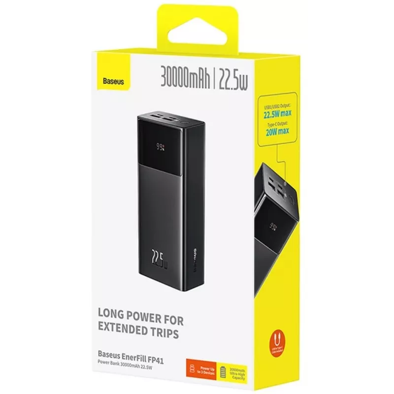 Baseus EnerFill FP41 30000 mAh 22,5W varavirtalähde musta