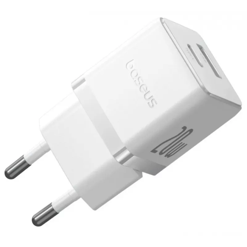 Baseus Palm 20W USB-C + USB-A seinälaturi, valkoinen