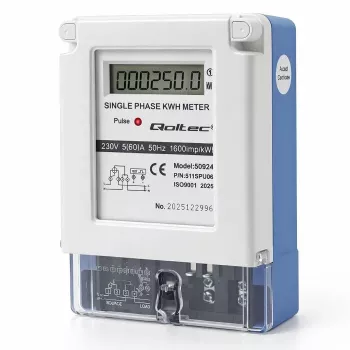 Qoltec yksivaiheinen elektroninen energiamittari 230V 5(60)A LCD