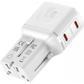 VALUE USB-matkalaturi, EU/UK/US, 2x USB-C, 45W