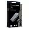CONCEPTRONIC USB-C - 2x Gigabit Ethernet + 2x USB-A 3.2 Gen 1 -sovitin, 0,3m, harmaa