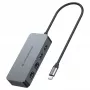 CONCEPTRONIC USB-C - 2x Gigabit Ethernet + 2x USB-A 3.2 Gen 1 -sovitin, 0,3m, harmaa