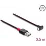 Delock EASY-USB 2.0 kaapeli USB Type-A uros - USB Type-C uros kulma ylös/alas 0,5 m musta