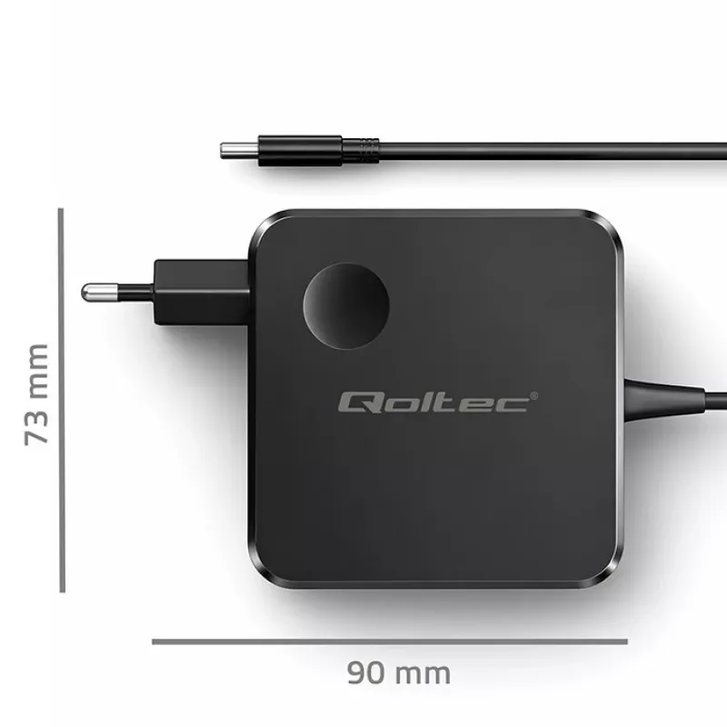 Qoltec 100W GaN USB-C PD -laturi 5-20V 3-5A musta