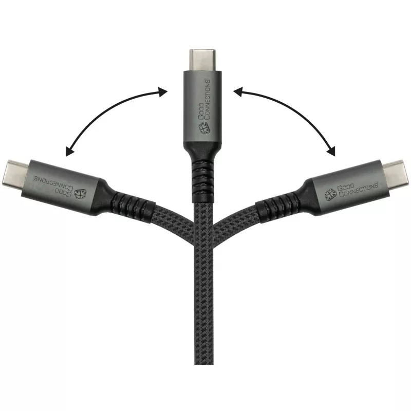 GoodConnections USB-C 2.0 (ST-ST) 3m -liitäntäkaapeli tekstiilipäällysteellä 240W antrasiitti