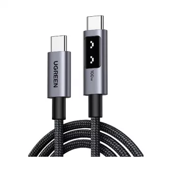 UGREEN Uno L509 100W USB-C - USB-C PD pikalatauskaapeli LED 2m musta