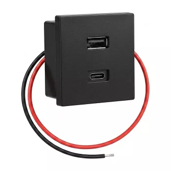 Shelly USB-laturi musta - uppoasennettava USB-A-laturi älykotiin